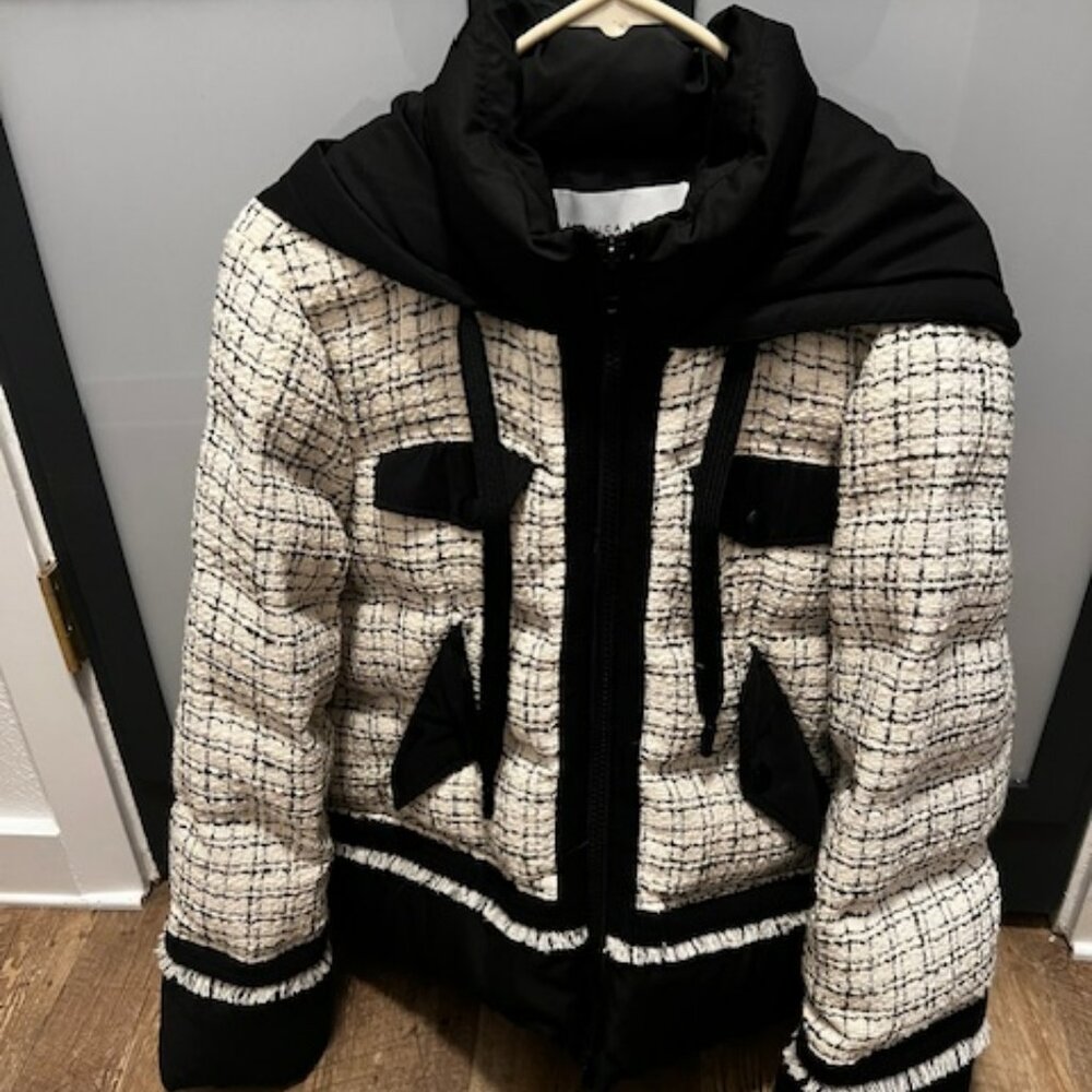 Veronica Beard Tweed Puffer Jacket Size Large